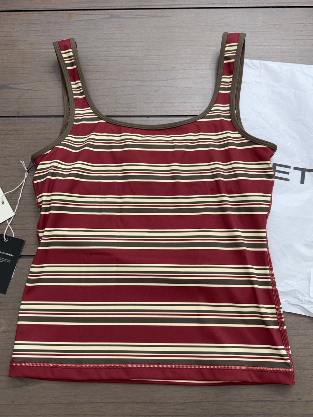 Set Active Sportbody Sporty Stripe Scoop Tank Sweet Tea Medium BNWT SOLD OUT Gym - Picture 6 of 8